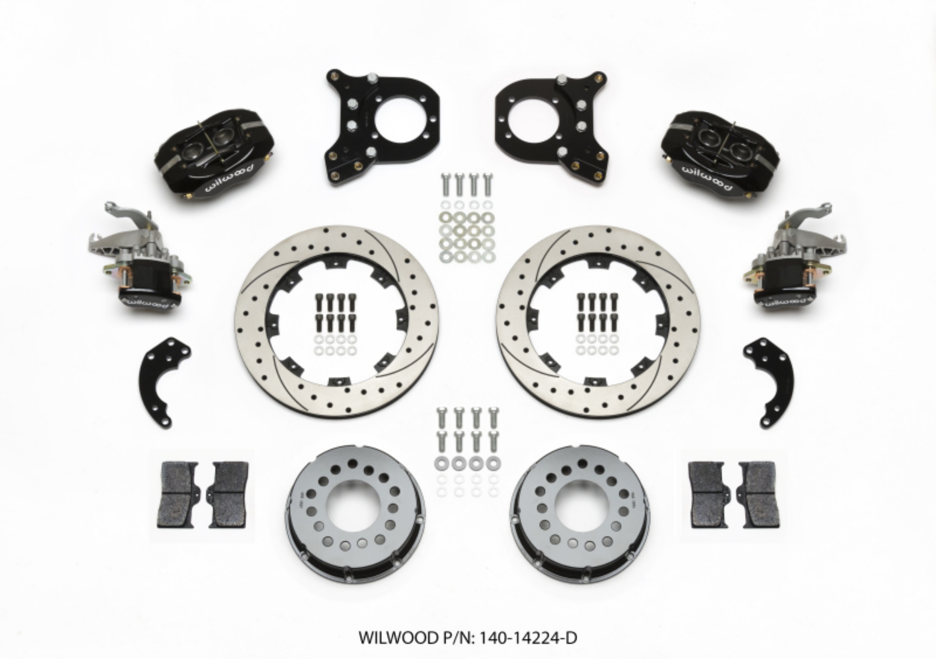Picture of Wilwood Forged Dynalite P-S Rear Kit w-MC4 P-Brake Drilled Chev 12 Bolt w-Clip Eliminator