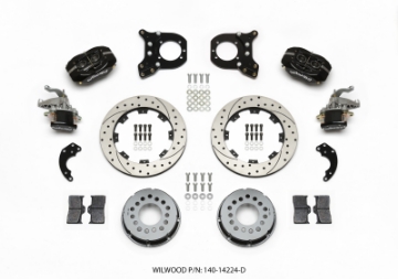 Picture of Wilwood Forged Dynalite P-S Rear Kit w-MC4 P-Brake Drilled Chev 12 Bolt w-Clip Eliminator