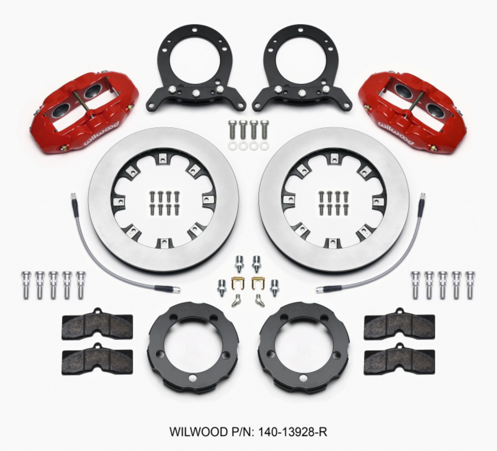 Picture of Wilwood D8 Front Hat Kit 12-19in Rotor Red 76-77 Ford Bronco Dana 44 w-Lines