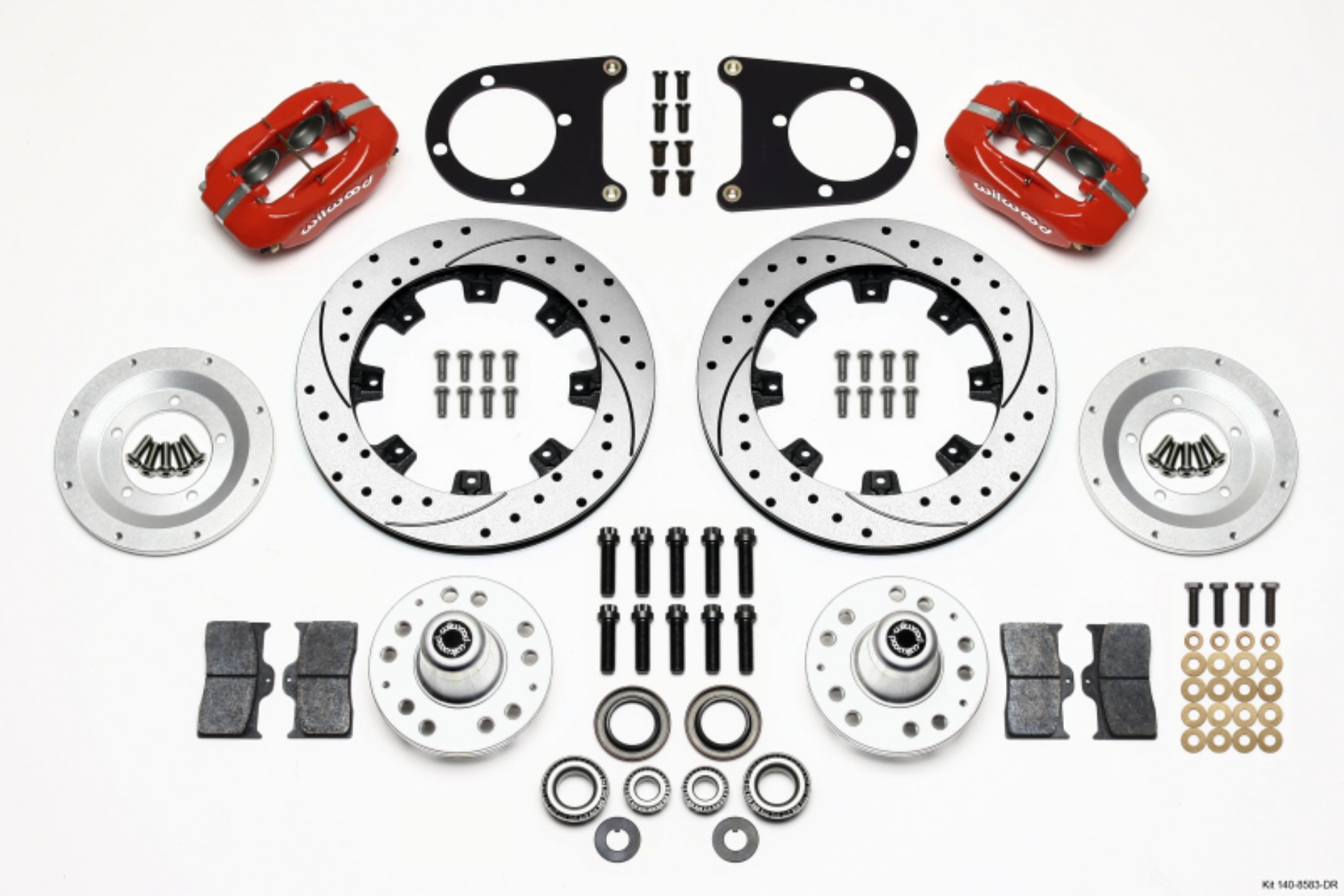 Picture of Wilwood Forged Dynalite Front Kit 12-19in Drilled Red 37-48 Ford Psgr- Car Spindle