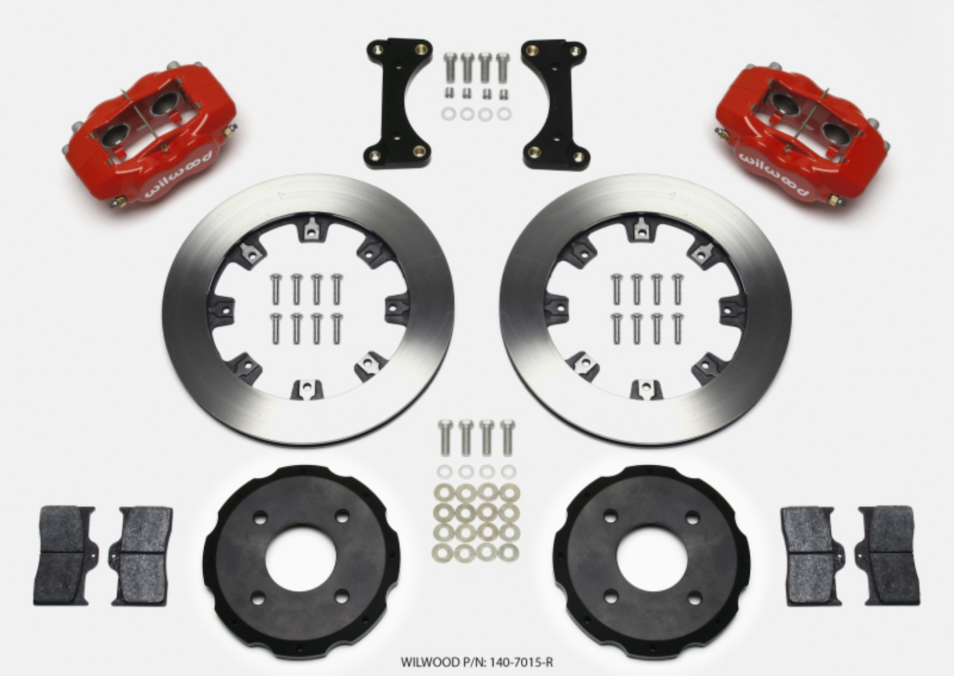 Picture of Wilwood Forged Dynalite Front Hat Kit 12-19in Drilled Red 2002 Mitsubishi Lancer