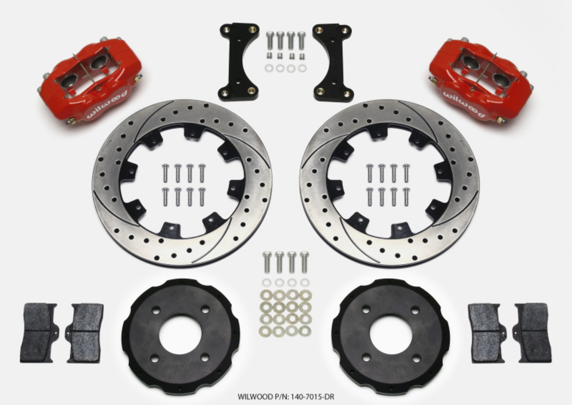 Picture of Wilwood Forged Dynalite Front Hat Kit 12-19in Drilled Red 2002 Mitsubishi Lancer