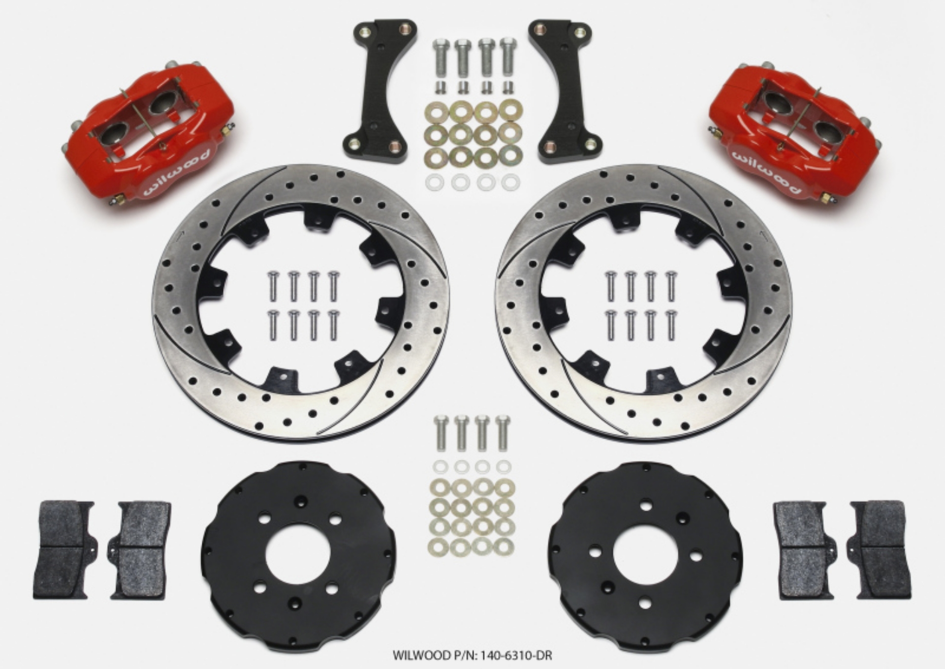 Picture of Wilwood Forged Dynalite Front Hat Kit 12-19in Drilled Red 90-99 Civic w-240 mm Disc