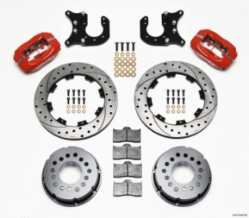 Picture of Wilwood Forged Dynalite P-S Rear Kit Drilled Red Chevy 12 Bolt-Spec 3-15in Bearing