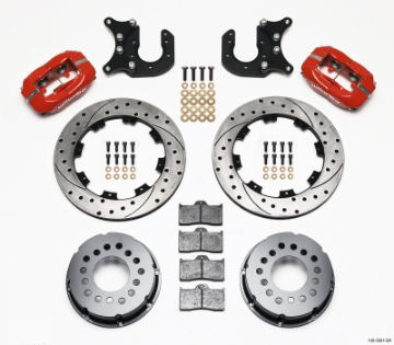 Picture of Wilwood Forged Dynalite P-S Rear Kit Drilled Red Mopar-Dana 2-36in Off w-Snap Ring Bearing
