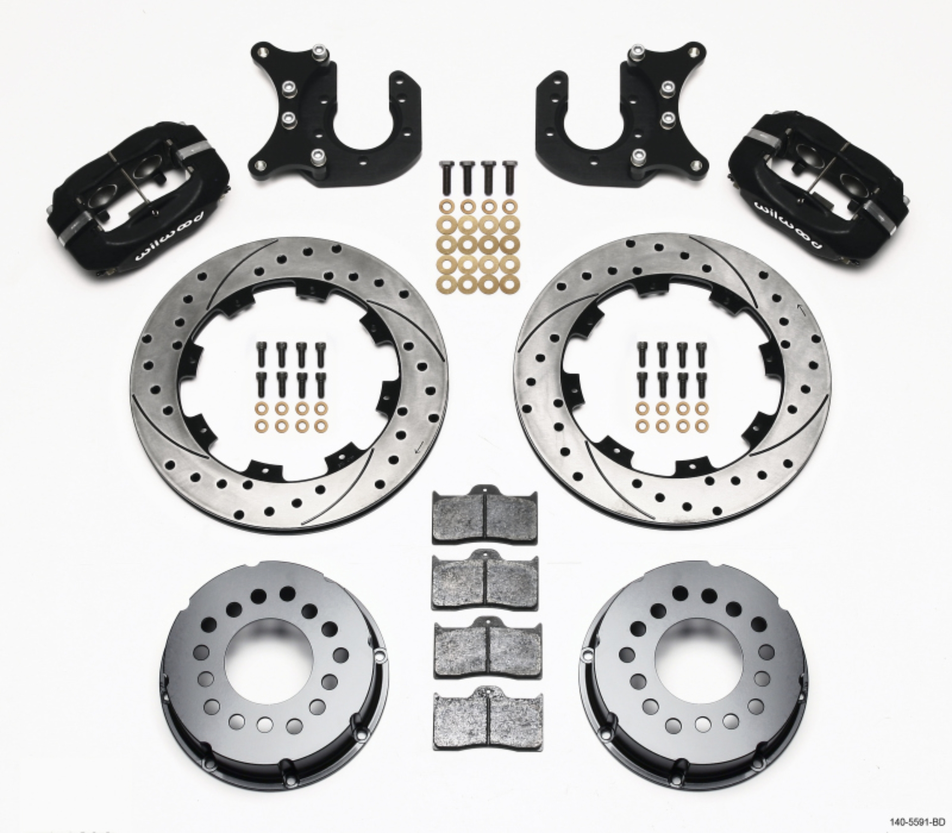 Picture of Wilwood Forged Dynalite P-S Rear Kit Drilled Rotor Mopar-Dana 2-36in Off w-Snap Ring Bearing
