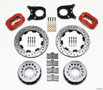 Picture of Wilwood Forged Dynalite P-S Rear Kit Drilled Red Chev 12 Bolt w-Clip Eliminator
