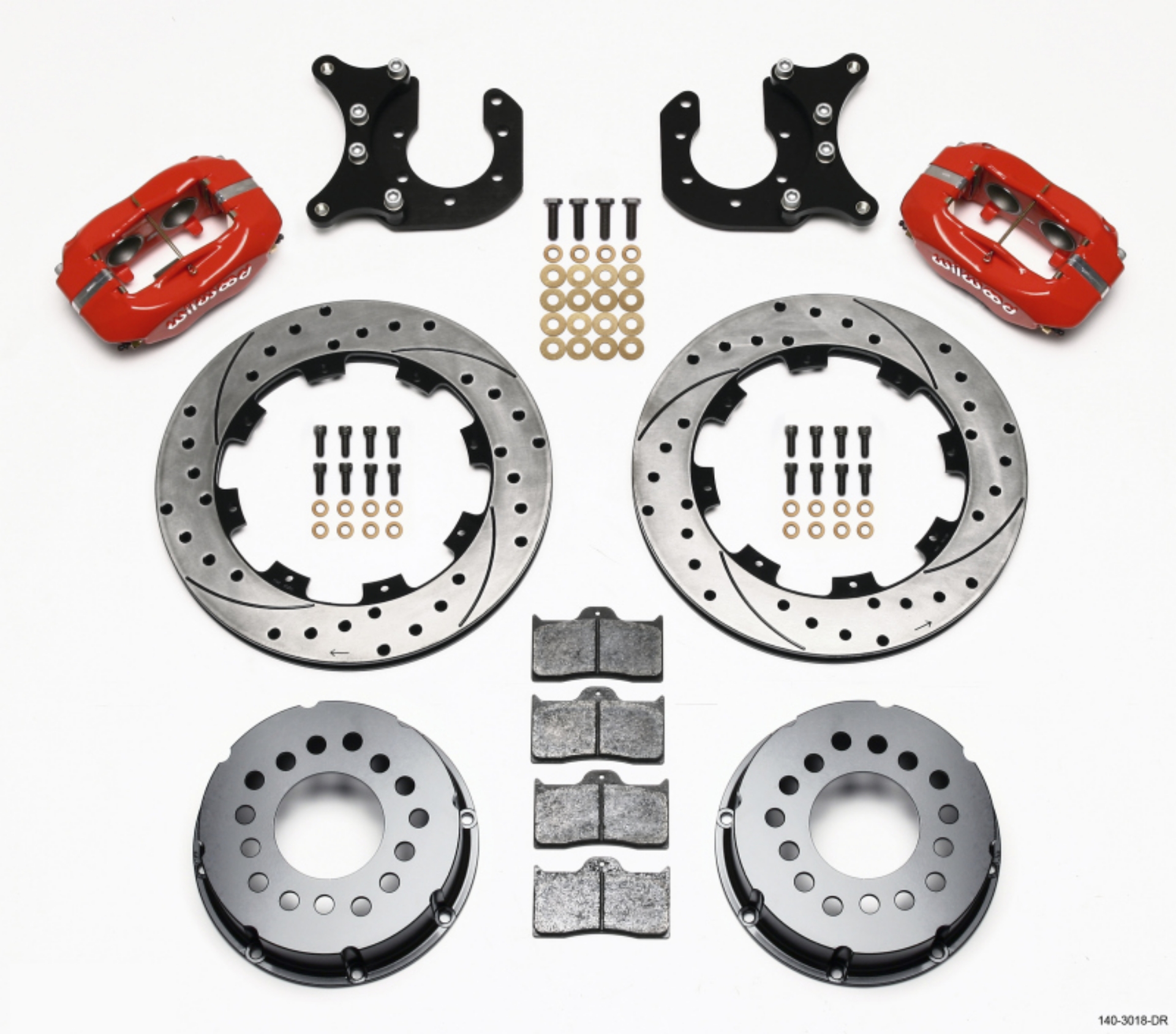Picture of Wilwood Forged Dynalite P-S Rear Kit Drilled Red Ford 8-8 w-2-5in Offset-5 Lug