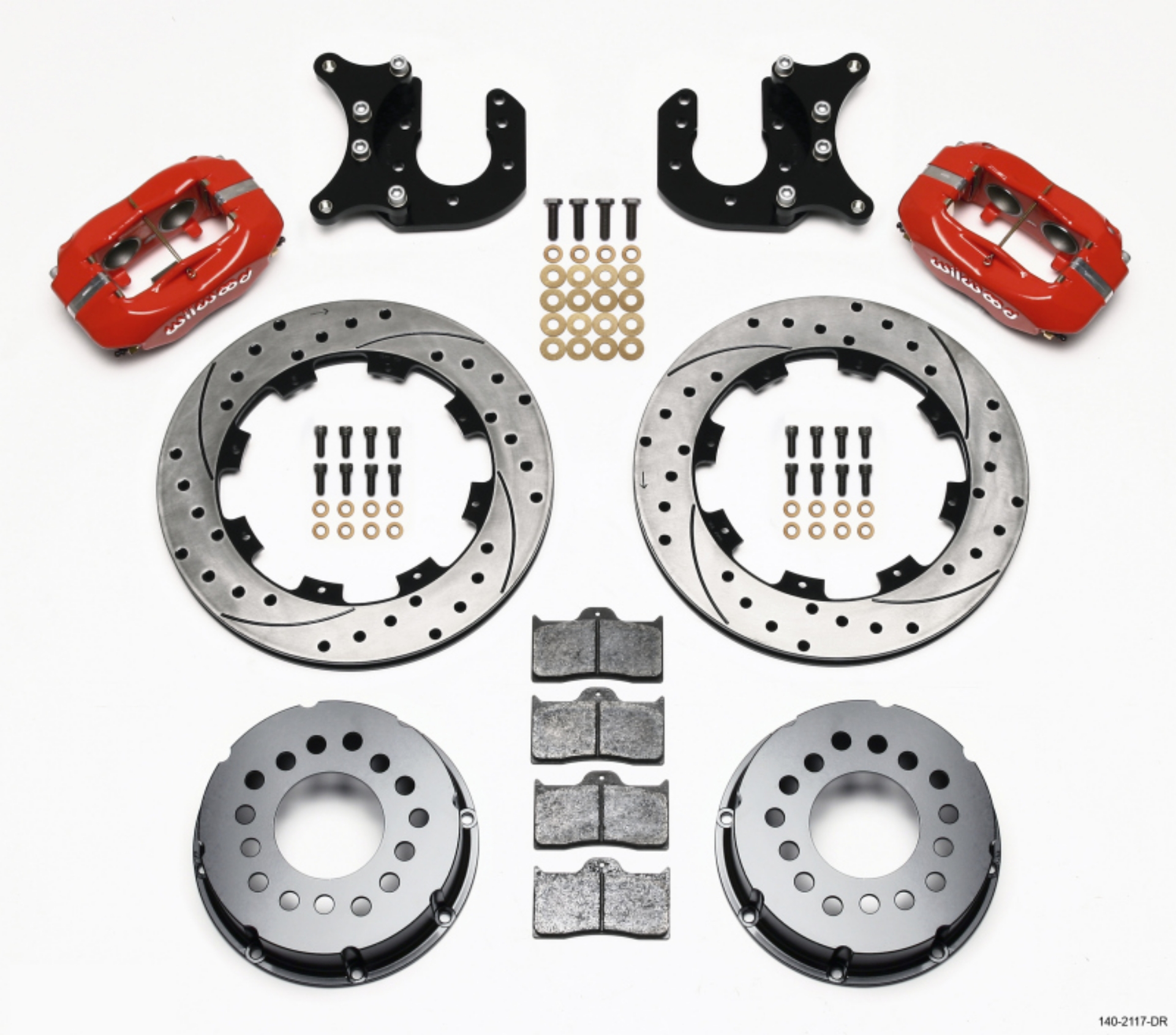 Picture of Wilwood Forged Dynalite P-S Rear Kit Drilled Red Mopar-Dana 2-36in Offset