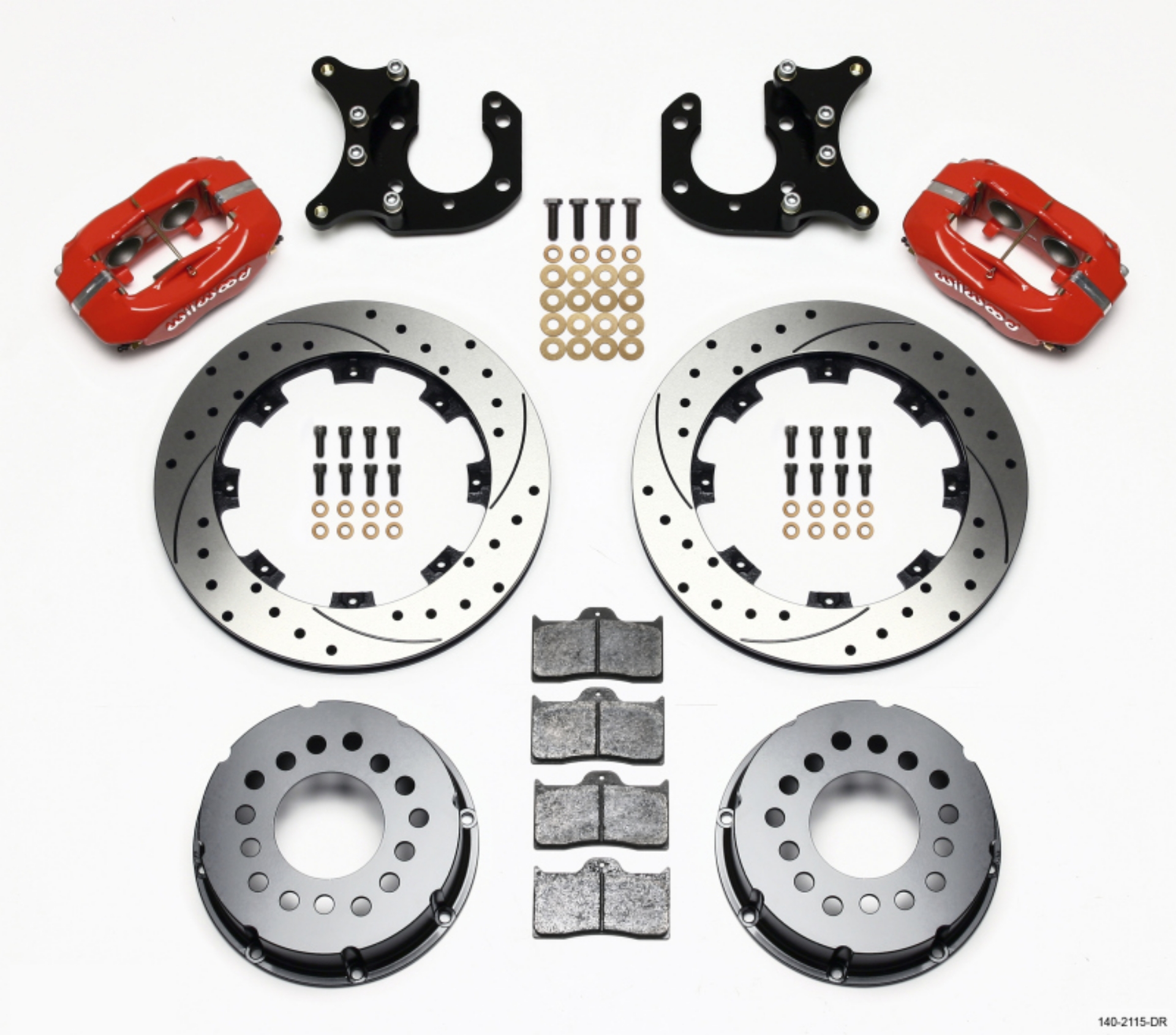 Picture of Wilwood Forged Dynalite P-S Rear Kit Drilled Red Big Ford 2-36in Offset