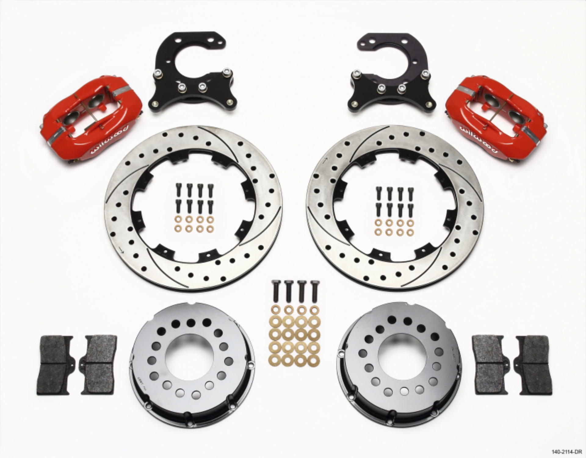 Picture of Wilwood Forged Dynalite P-S Rear Kit Drilled Red Big Ford 2-54in Offset