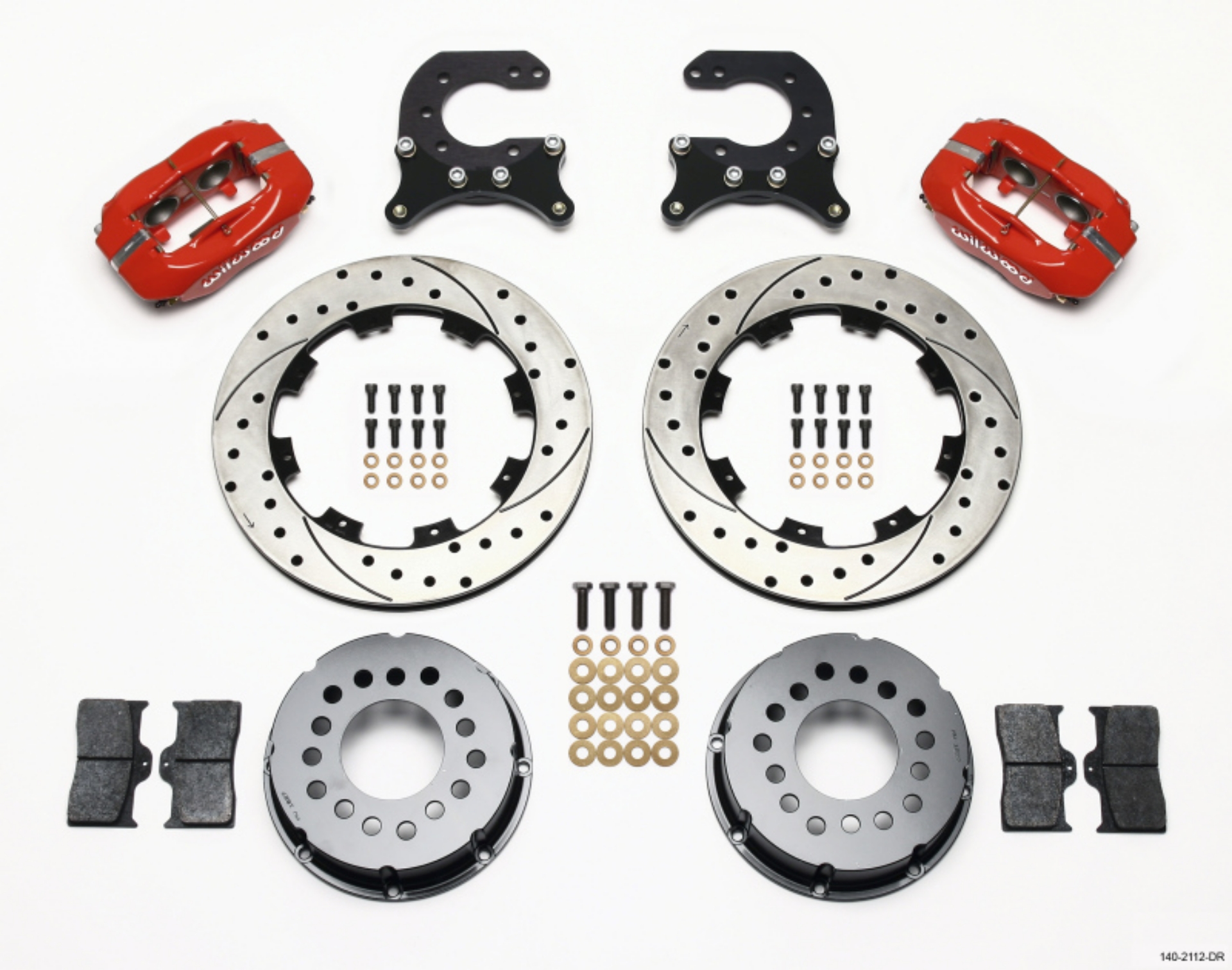 Picture of Wilwood Forged Dynalite P-S Rear Kit Drilled Red Chev 12 Bolt w C-Clips