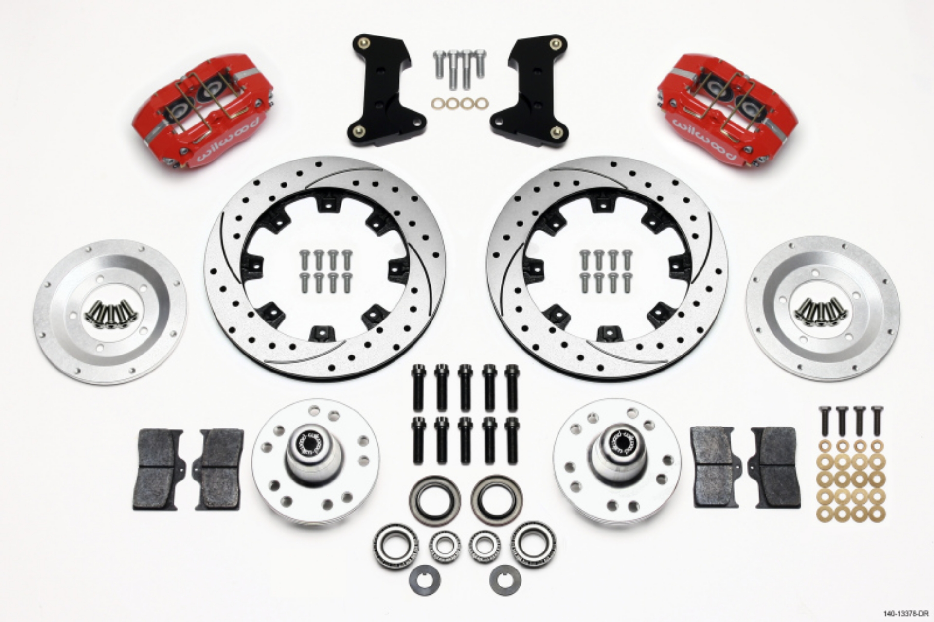 Picture of Wilwood Dynapro Dust-Boot Front Kit 12-19in Drilled Red 74-80 Pinto-Mustang II Disc Spindle only