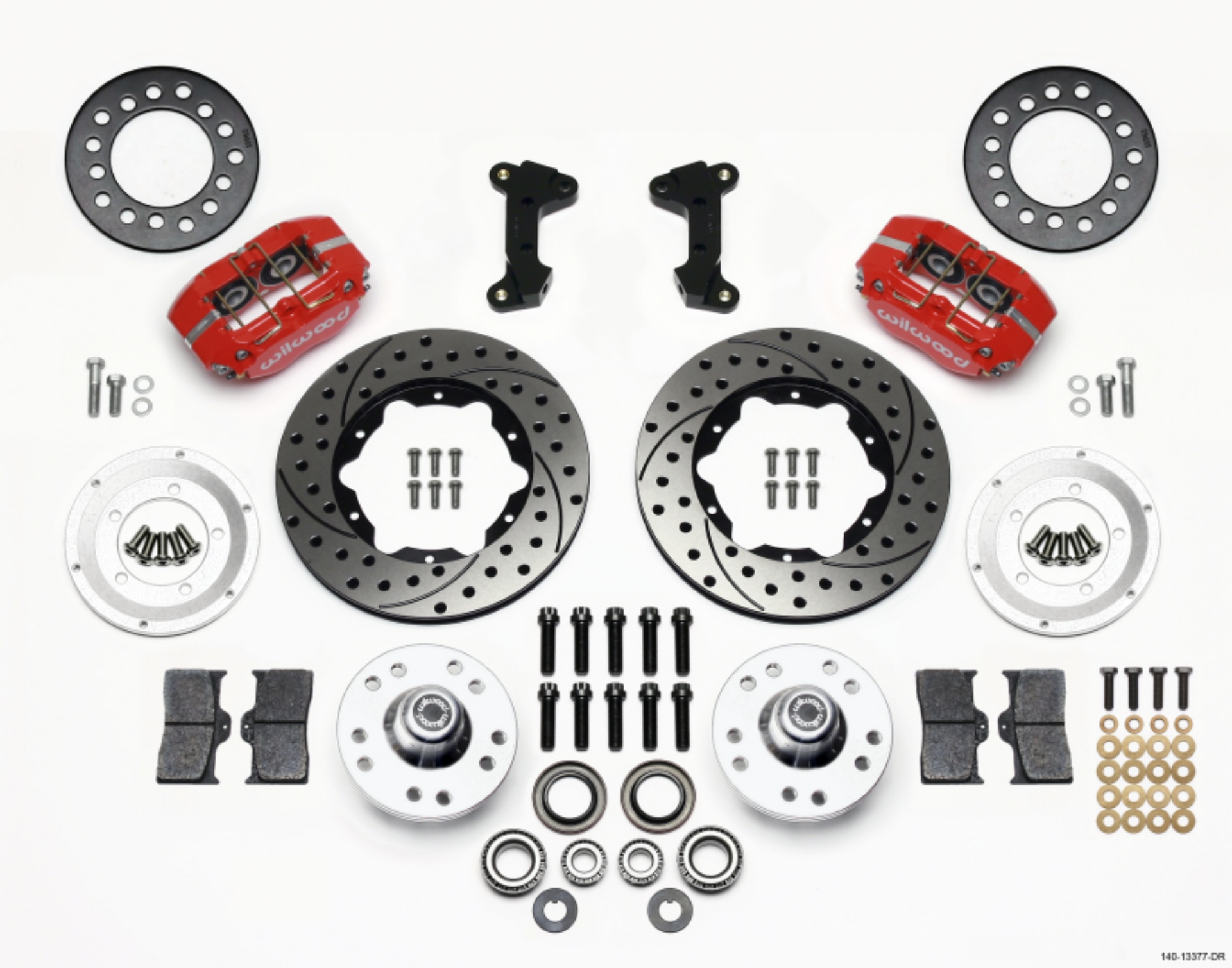Picture of Wilwood Dynapro Dust-Boot Front Kit 11-00in Drilled-Red 74-80 Pinto-Mustang II Disc Spindle only