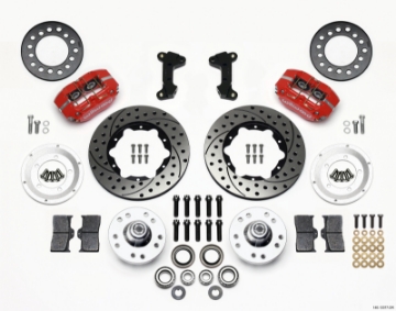 Picture of Wilwood Dynapro Dust-Boot Front Kit 11-00in Drilled-Red 74-80 Pinto-Mustang II Disc Spindle only