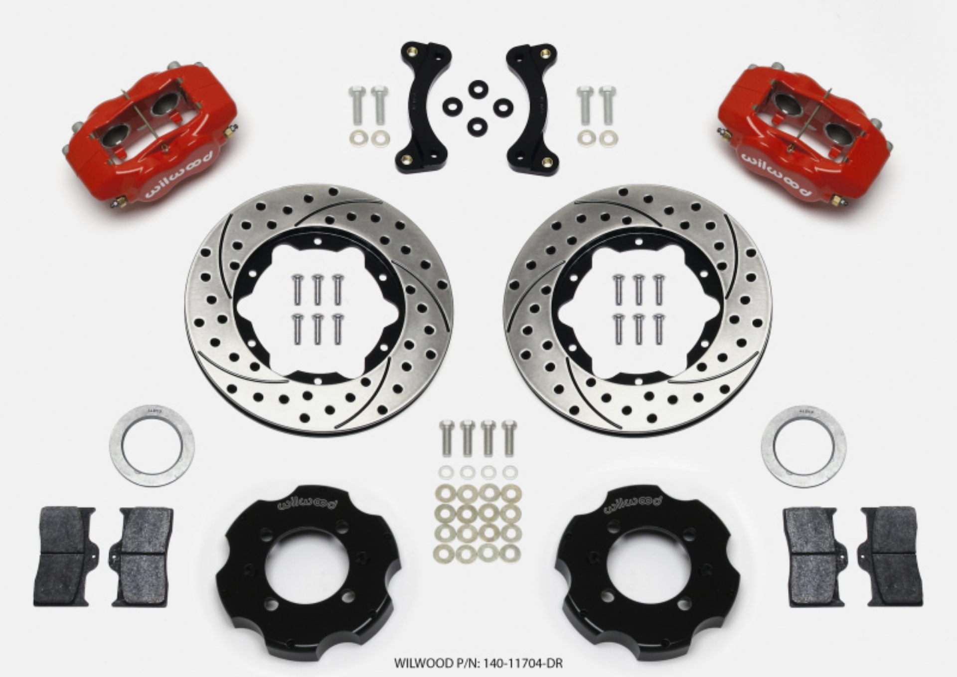 Picture of Wilwood Forged Dynalite Front Hat Kit 11-00in Drilled Red 95-05 Miata