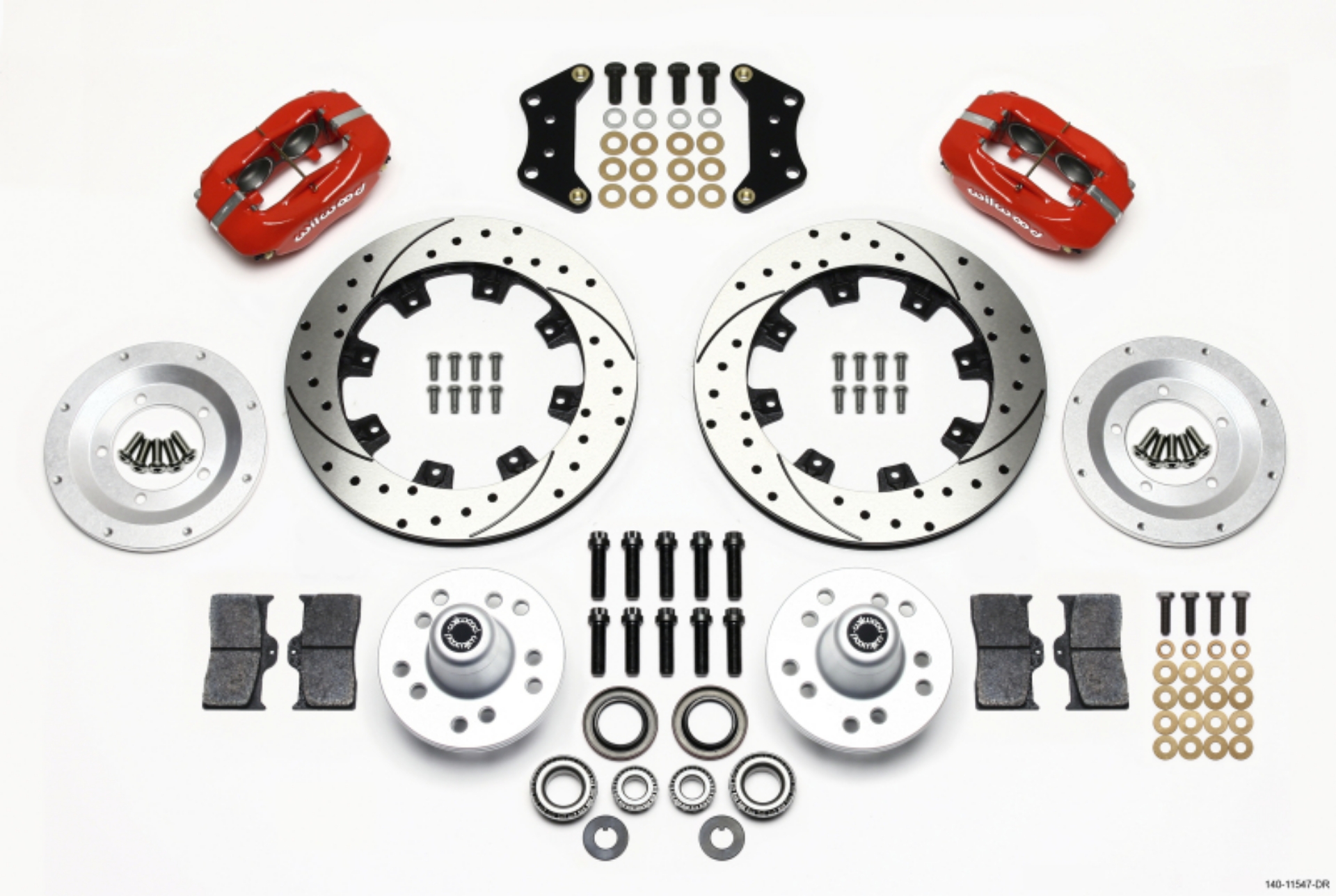 Picture of Wilwood Forged Dynalite Front Kit 12-19in Drill-Red Magnum Force Drop Spindle