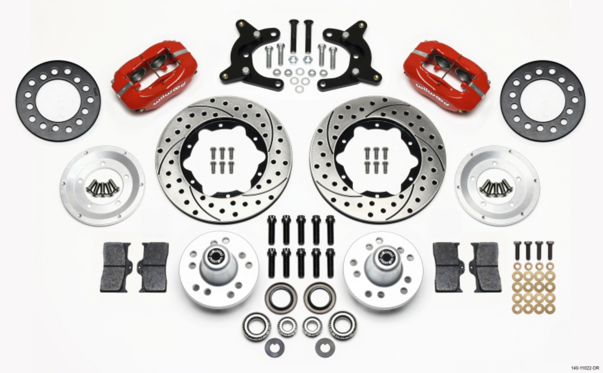 Picture of Wilwood Forged Dynalite Front Kit 11-00in Drilled Red 62-72 CDP A Body - 9in Drum