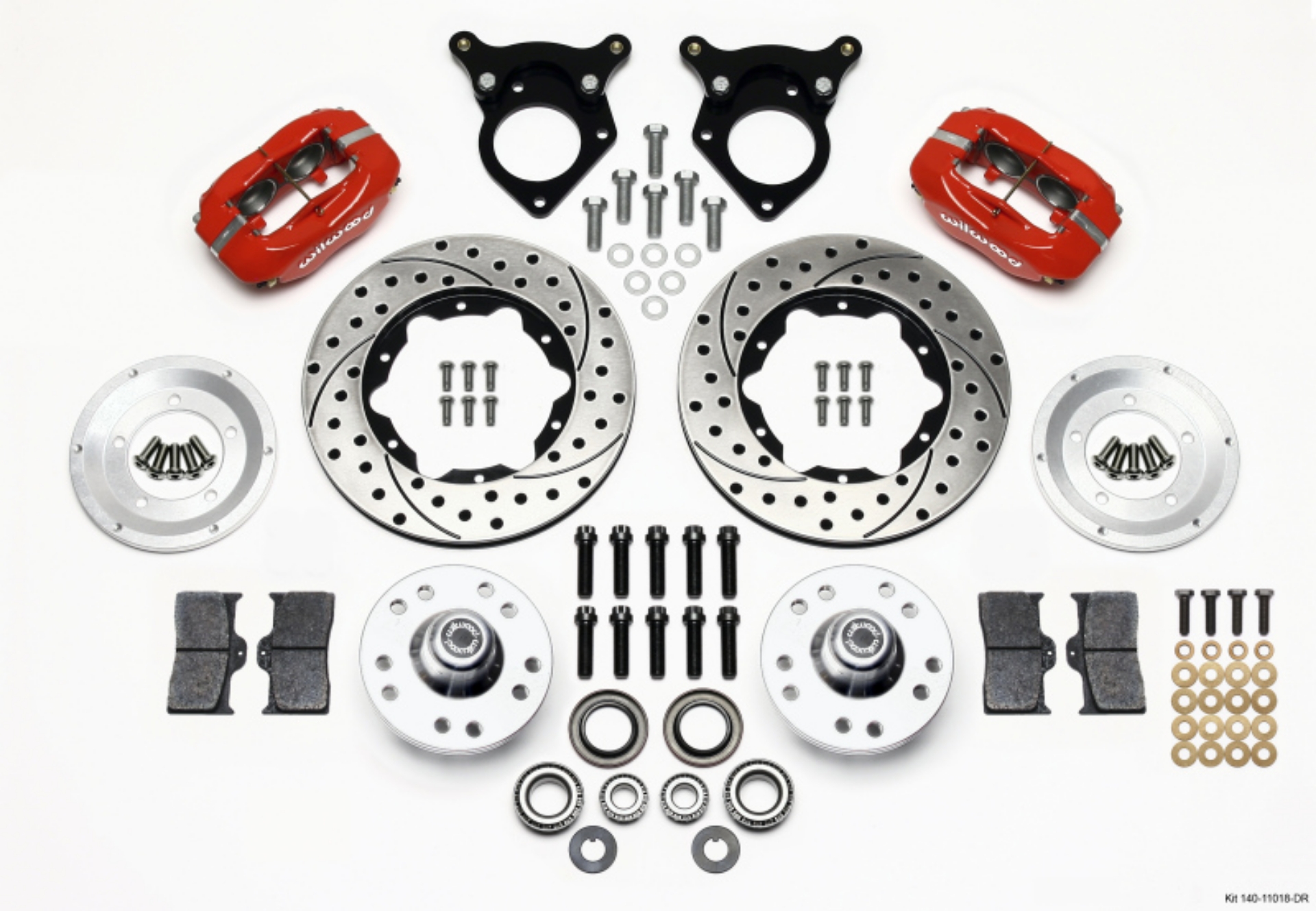 Picture of Wilwood Forged Dynalite Front Kit 11-00in Drilled Red 87-93 Mustang 5 Lug