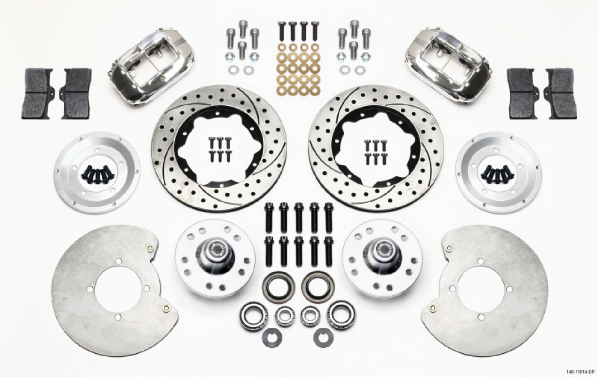 Picture of Wilwood Forged Dynalite Front Kit 11-00in Drill-Polished 37-48 Ford Psgr- 360 Plate Mount