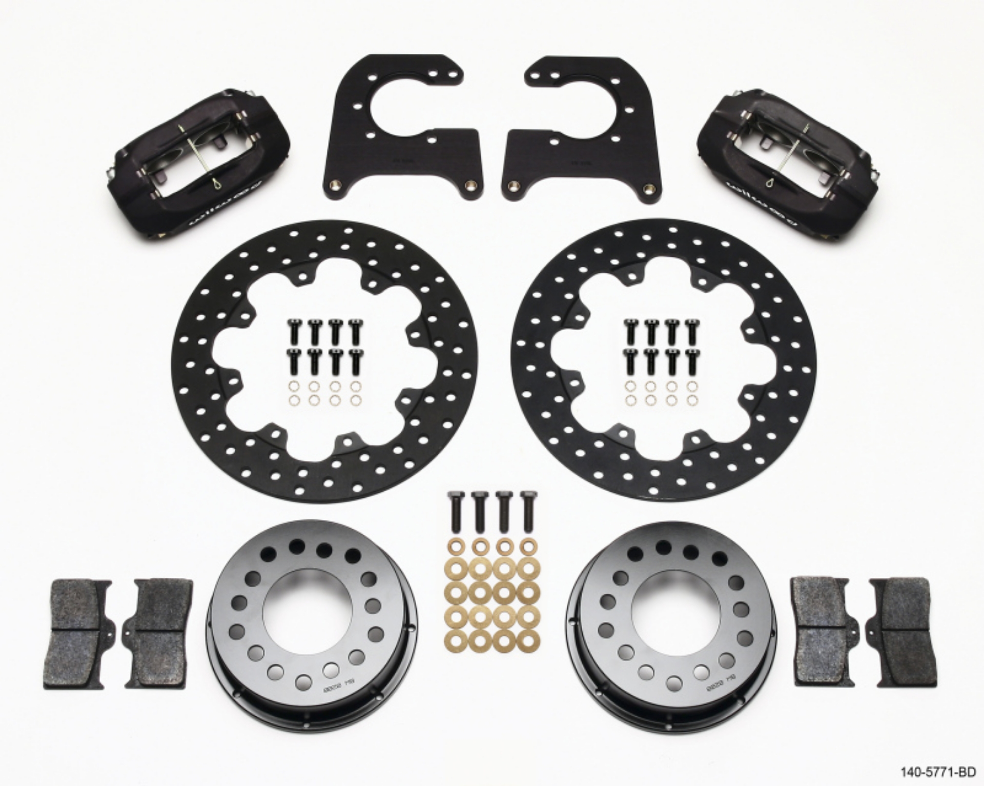 Picture of Wilwood Forged Dynalite Rear Drag Kit Drilled Rotor Chevy 12 Bolt-Spec 3-15in Bearing