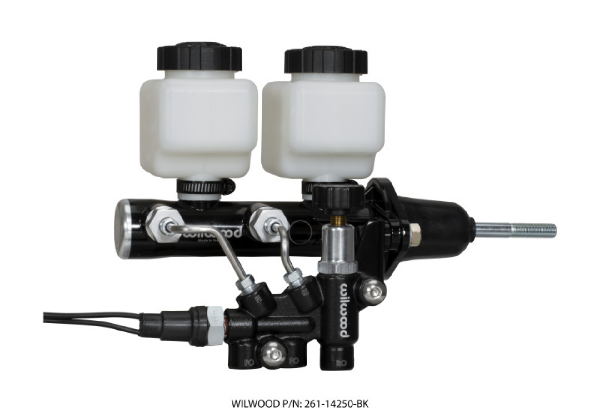 Picture of Wilwood Tandem Remote M-C Kit w L-H Bracket & Prop Valve - 15-16in Bore Black-W-Pushrod