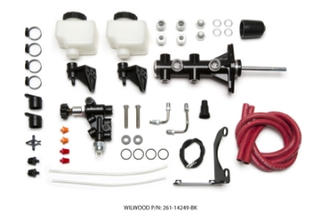 Picture of Wilwood Tandem Remote M-C Kit w L-H Bracket & Prop Valve - 7-8in Bore Black-W-Pushrod