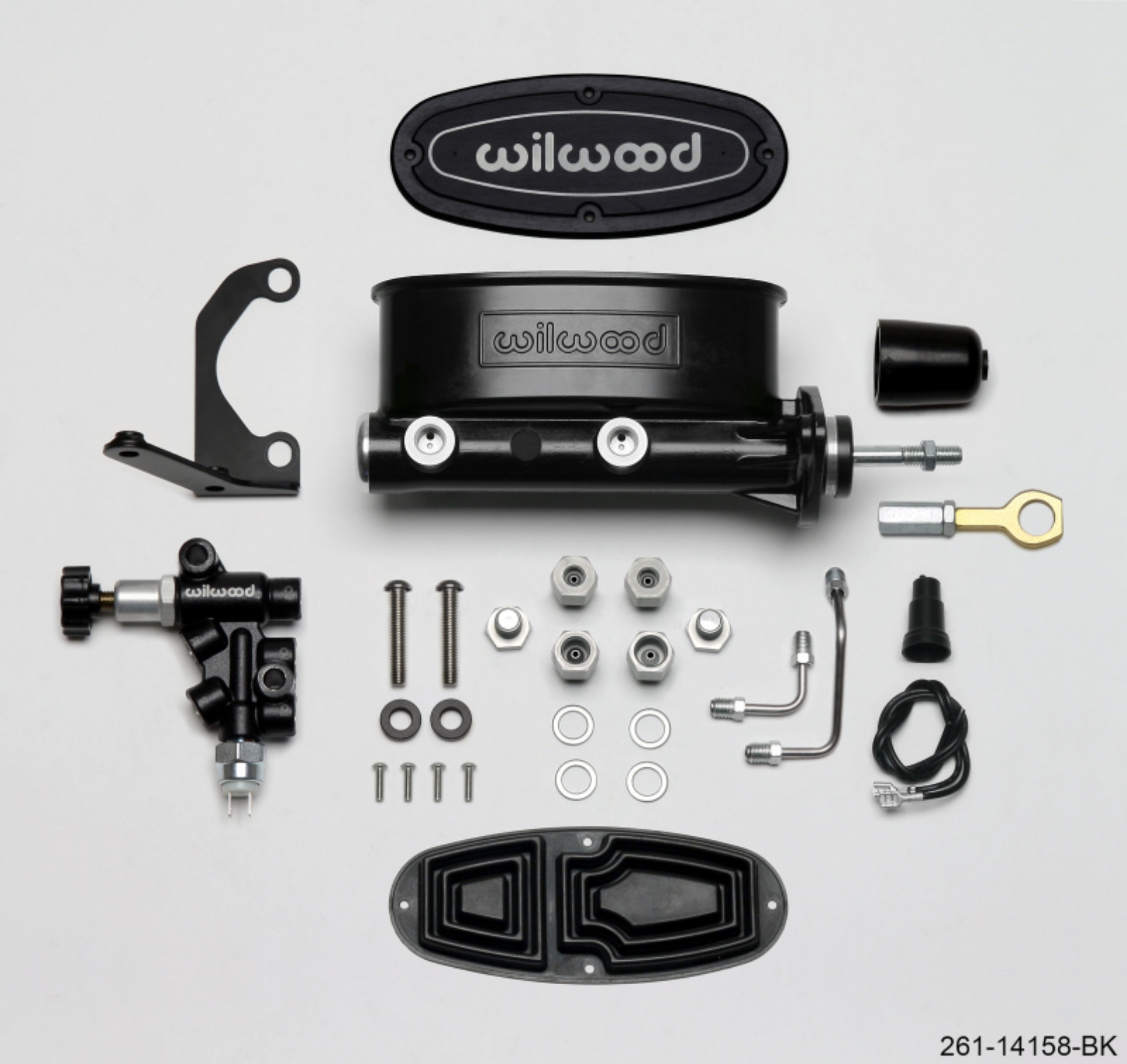 Picture of Wilwood HV Tandem M-C Kit w L-H Bracket & Prop Valve - 15-16in Bore Black-W-Push- - Early Mustang