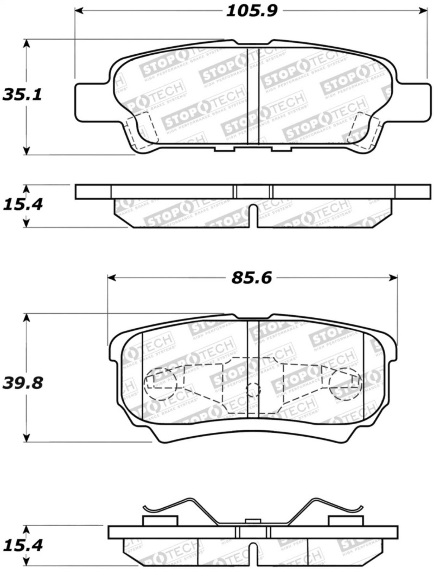 Picture of StopTech 07-17 Jeep Patriot Street Performance Rear Brake Pads