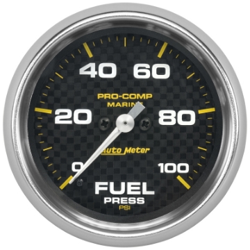 Picture of Autometer Marine Carbon Fiber 2-5-8in 100 PSI Digital Stepper Motor Fuel Pressure Gauge