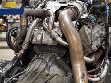 Picture of aFe Twisted Steel Header Up-Pipe 08-10 Ford Diesel Trucks V8-6-4L td