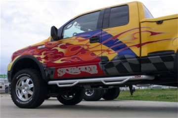 Picture of N-Fab Nerf Step 04-08 Ford F-150-Lobo Quad Cab - Gloss Black - Cab Length - 3in