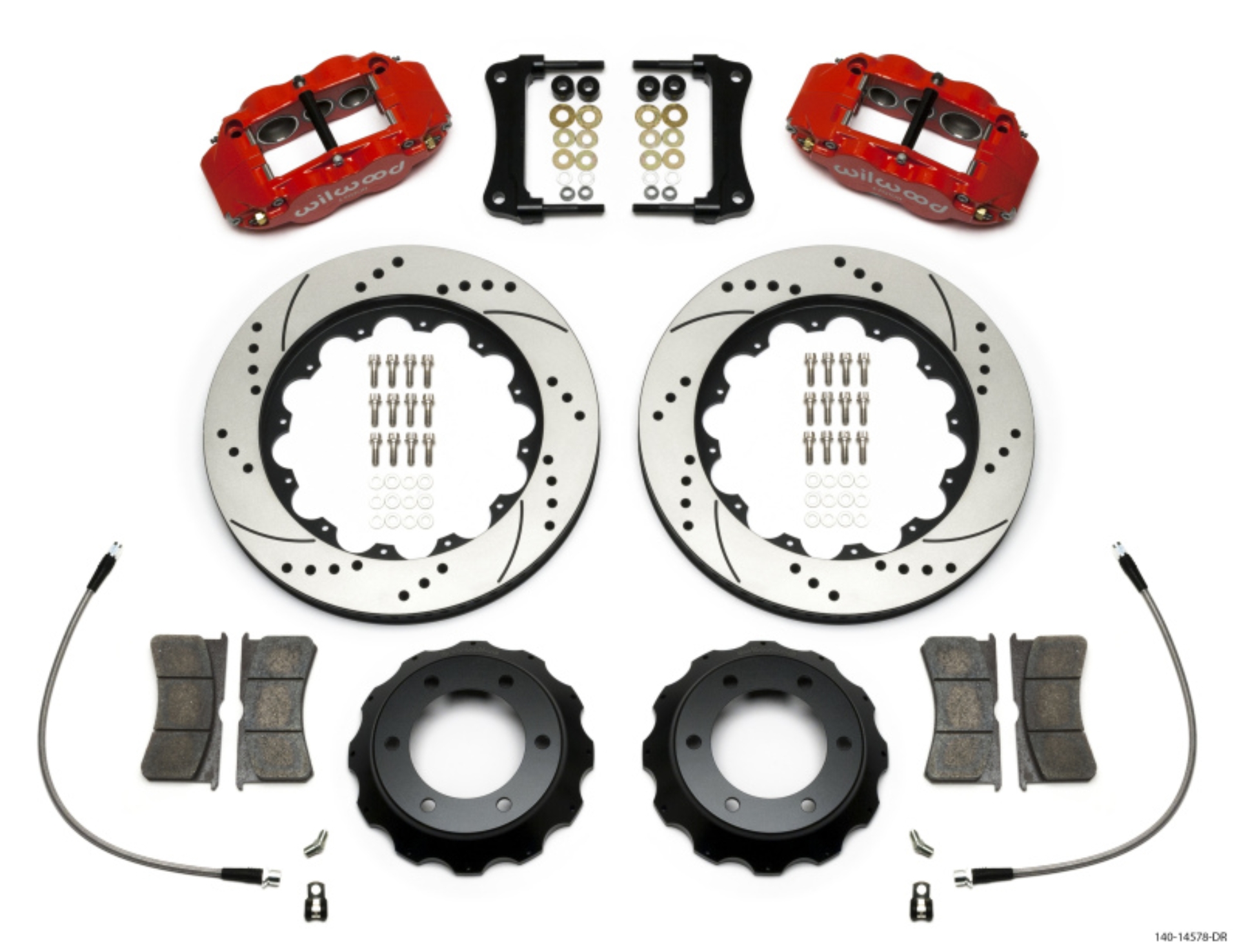Picture of Wilwood Narrow Superlite Red 6R Front Kit 14in Drilled Rotor w- Lines 05-15 Toyota Tacoma