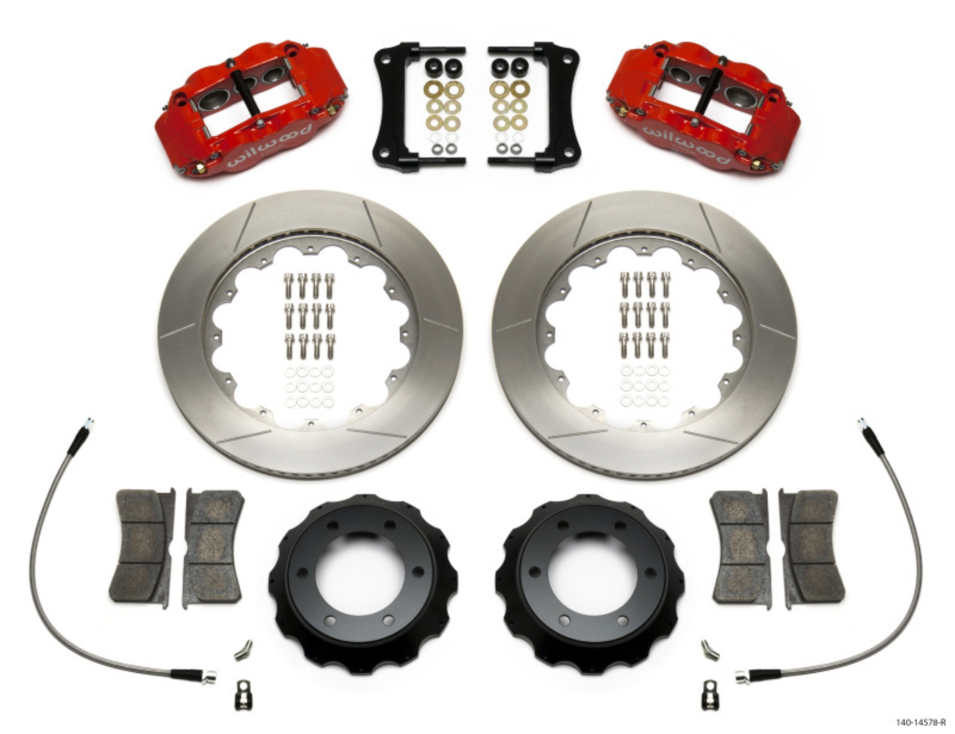 Picture of Wilwood Narrow Superlite Red 6R Front Kit 14in Slotted Rotor w- Lines 05-15 Toyota Tacoma