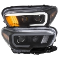 Picture of ANZO 2016-2017 Toyota Tacoma Projector Headlights w- Plank Style Design Black-Amber w- DRL