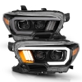 Picture of ANZO 2016-2017 Toyota Tacoma Projector Headlights w- Plank Style Design Black-Amber w- DRL