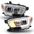 Picture of ANZO 2016-2017 Toyota Tacoma Projector Headlights w- Plank Style Design Chrome-Amber w- DRL
