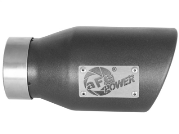 Picture of aFe MACH Force-Xp 3in 304 SS Metallic Black Exhaust Tip 3in In x 4-1-2in Out x 9in L Clamp-On Right