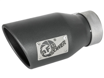 Picture of aFe MACH Force-Xp 3in 304 SS Metallic Black Exhaust Tip 3in In x 4-1-2in Out x 9in L Bolt-On Left