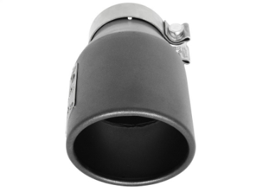Picture of aFe MACH Force-Xp 3in 304 SS Metallic Black Exhaust Tip 3in In x 4-1-2in Out x 9in L Bolt-On Left