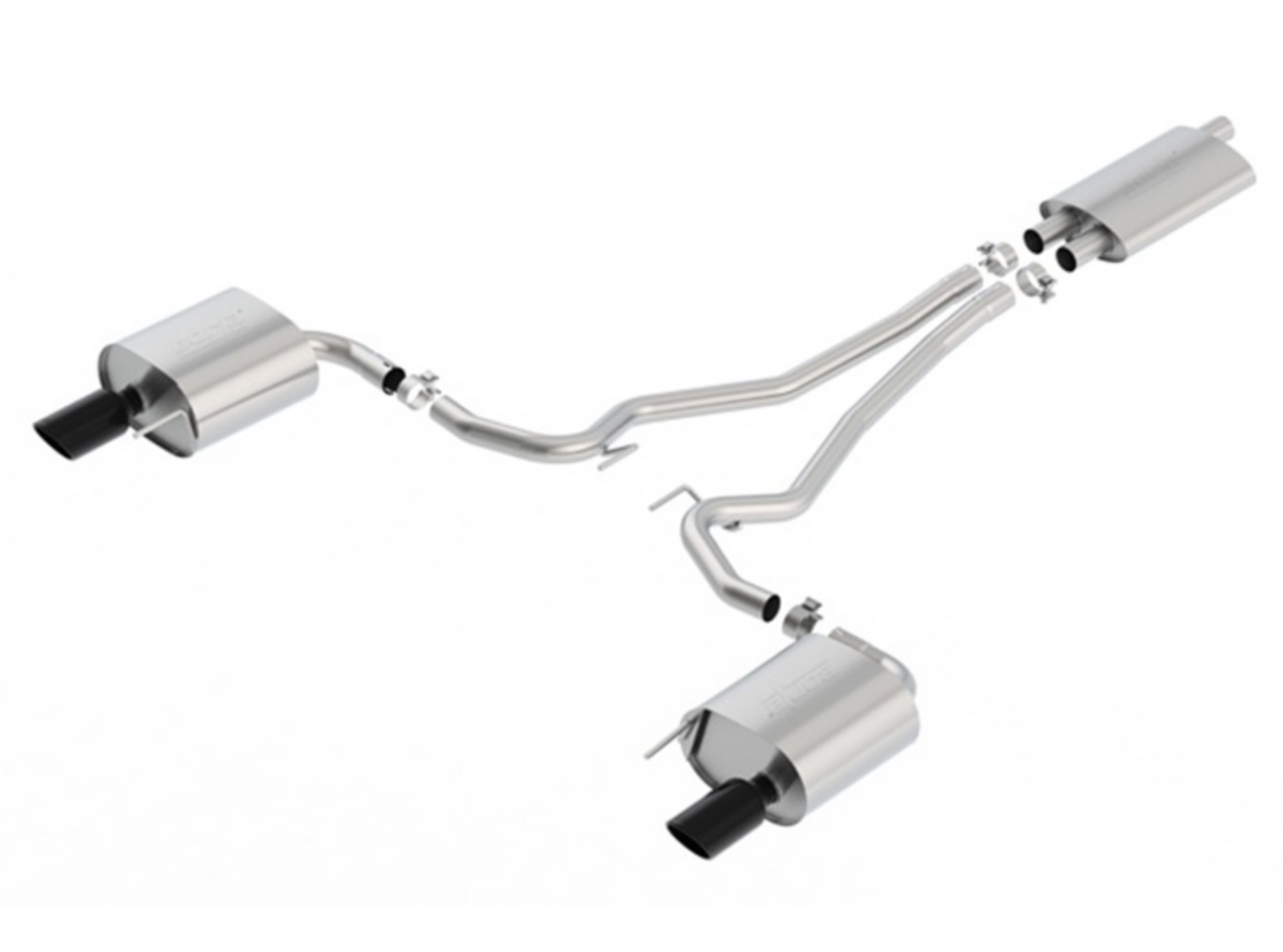 Picture of Borla 15-17 Ford Mustang EcoBoost 2-3L EC-Type Cat Back Single Round 4-0in OD 9-5in L Tips Exhaust