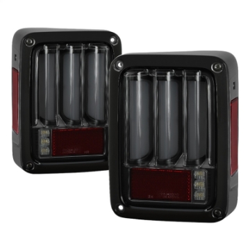 Picture of Spyder 07-16 Jeep Wrangler Version 2 Light Bar LED Tail Lights - Smoke ALT-YD-JWA07V2-LBLED-BSM