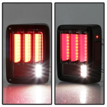 Picture of Spyder 07-16 Jeep Wrangler Version 2 Light Bar LED Tail Lights - Smoke ALT-YD-JWA07V2-LBLED-BSM