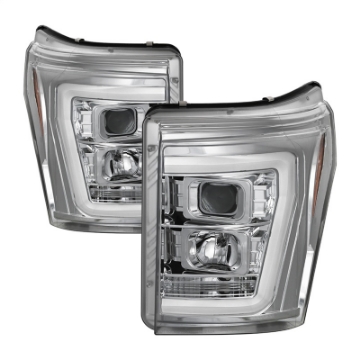Picture of Spyder 11-16 Ford F-250-F-350 V2 Projector Headlights - Light Bar DRL - Chrome PRO-YD-FS11V2-LB-C