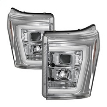 Picture of Spyder 11-16 Ford F-250-F-350 V2 Projector Headlights - Light Bar DRL - Chrome PRO-YD-FS11V2-LB-C