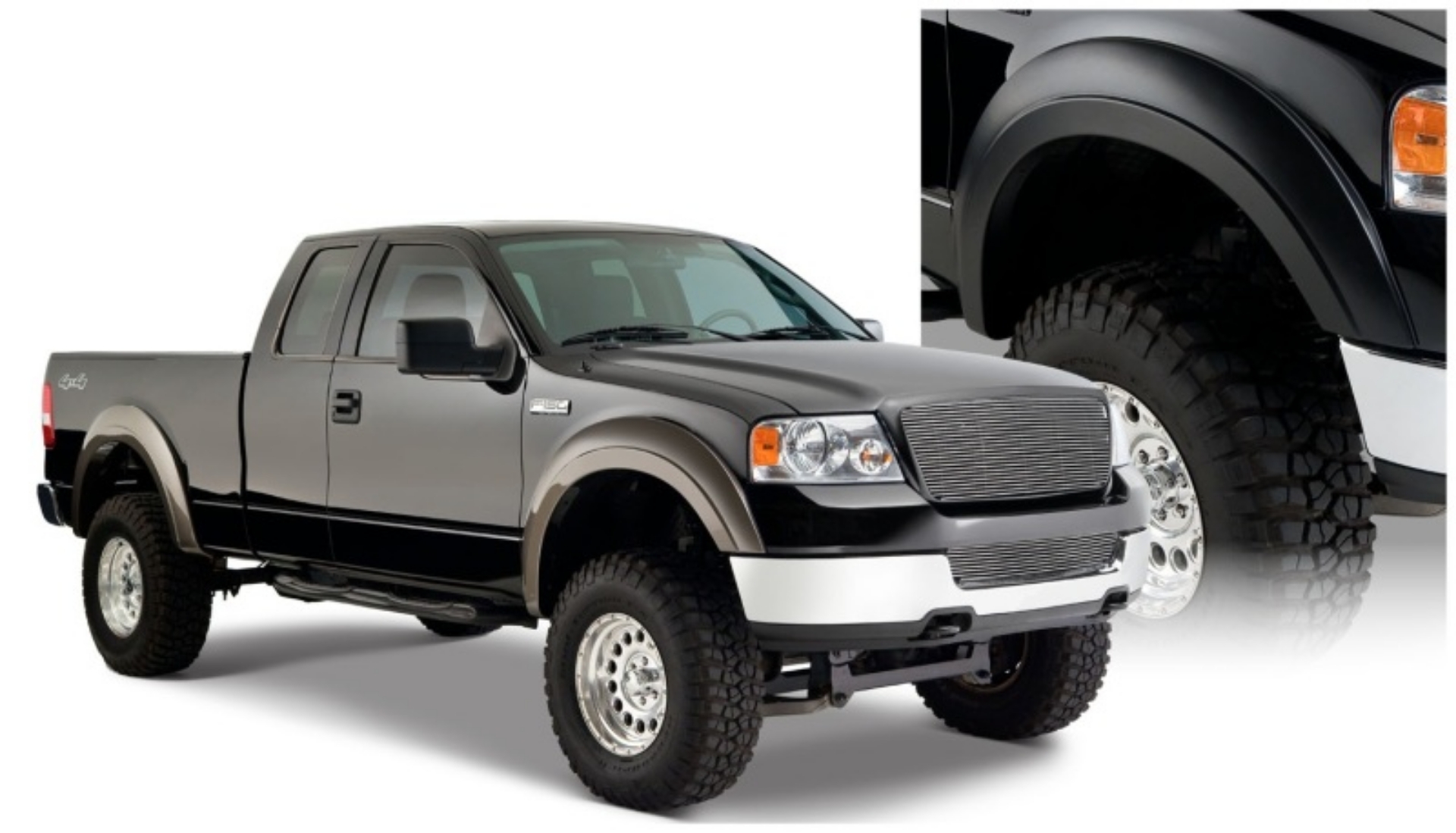 Picture of Bushwacker 04-08 Ford F-150 Styleside Extend-A-Fender Style Flares 4pc 66-0-78-0-96-0in Bed - Black