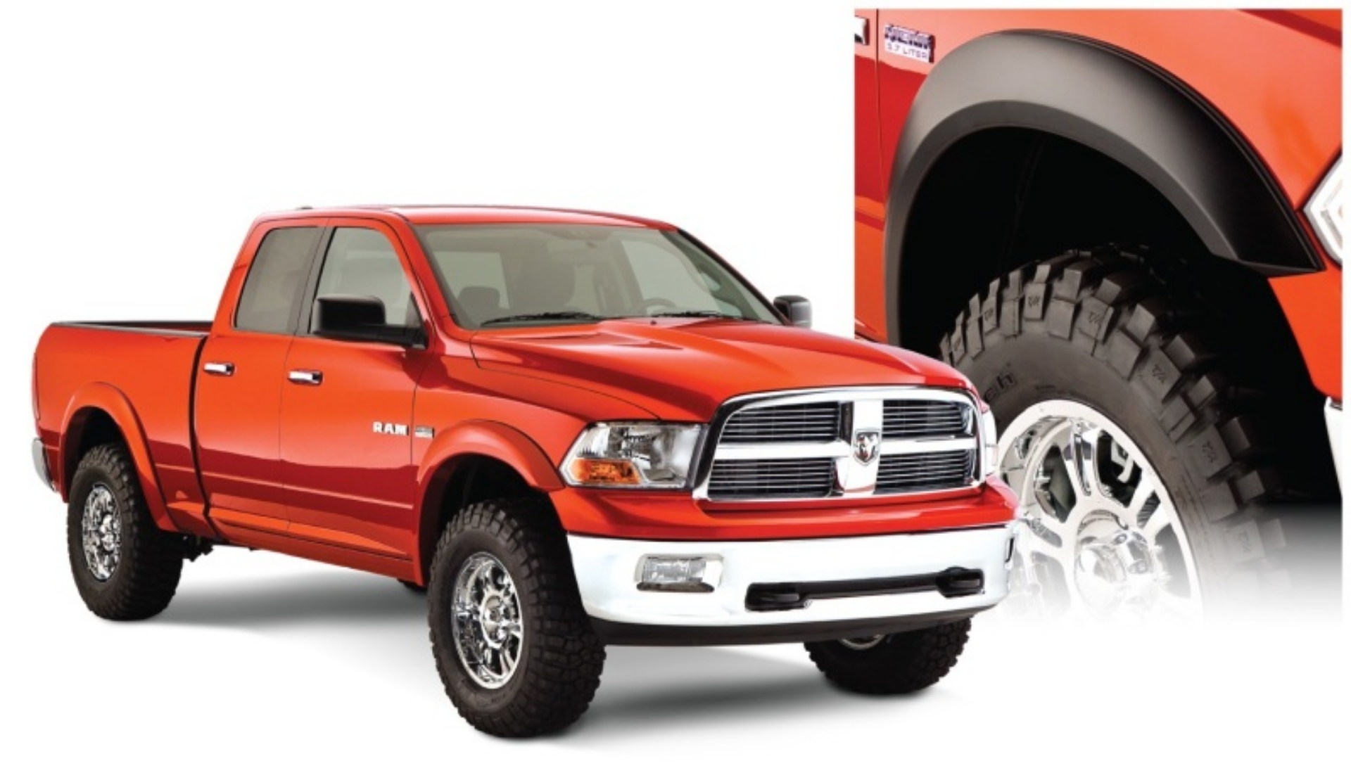 Picture of Bushwacker 10-18 Ram 1500 Fleetside Extend-A-Fender Style Flares 4pc 67-4-76-3-96-3in Bed - Black