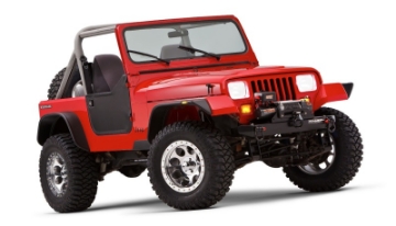 Picture of Bushwacker 87-95 Jeep Wrangler Flat Style Flares 4pc Excludes Renegade - Black