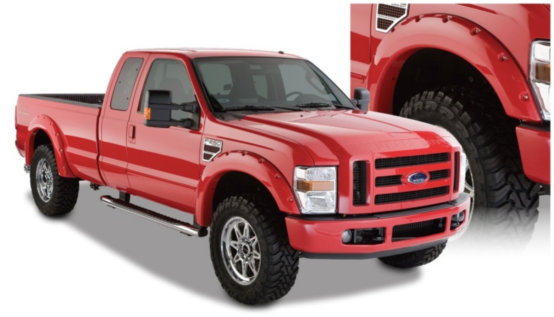 Picture of Bushwacker 08-10 Ford F-250 Super Duty Styleside Pocket Style Flares 4pc 81-0-96-0in Bed - Black