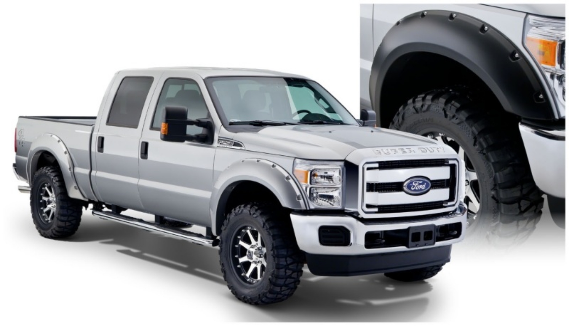 Picture of Bushwacker 11-16 Ford F-250 Super Duty Styleside Pocket Style Flares 4pc 98-0-81-8in Bed - Black